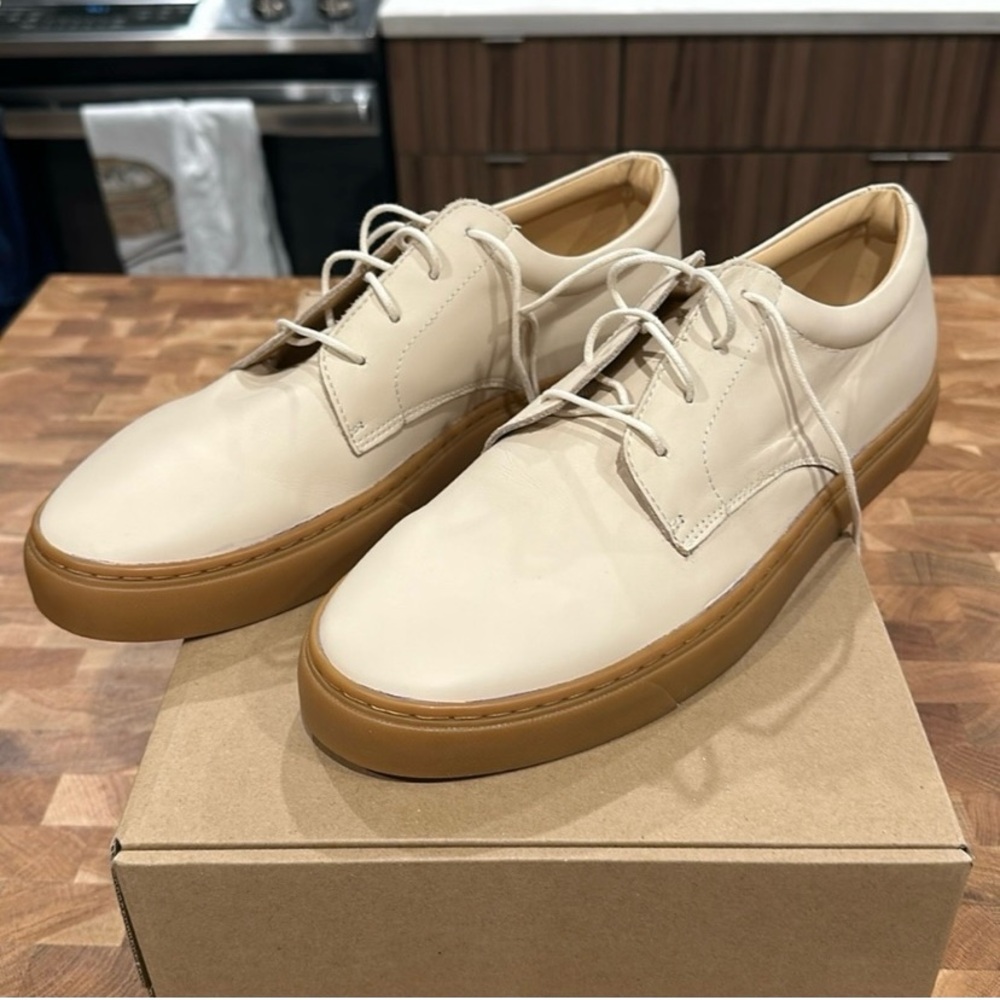 Men's Cream Leather Shoes